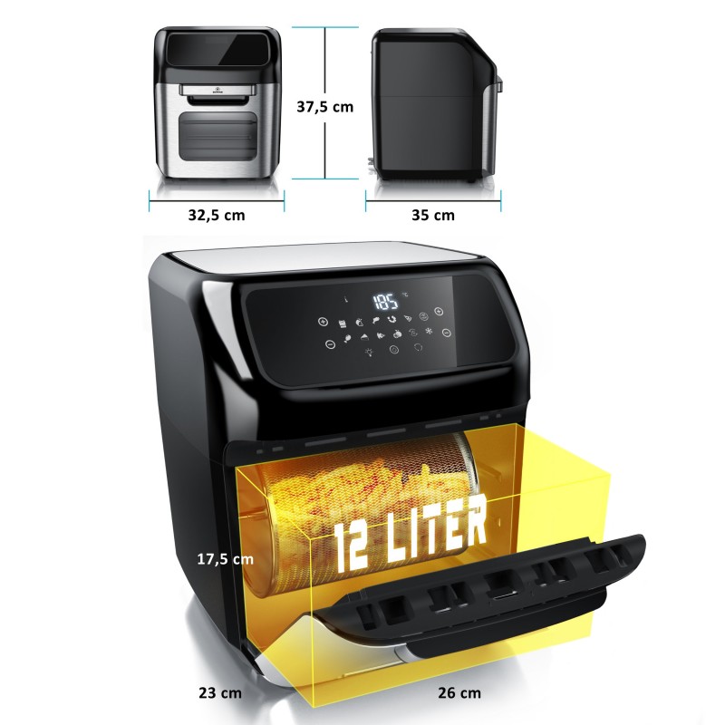 Human HU-391 Air Fryer με τζάμι 1800W 12L (HU391) Human HU-391 Air Fryer με τζάμι 1800W 12L (HU391)